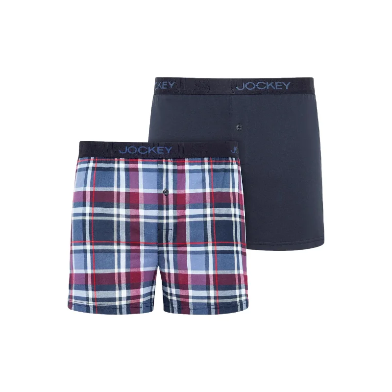 Jockey Night and Day Knit Boxer 2 Pack - Blue Check