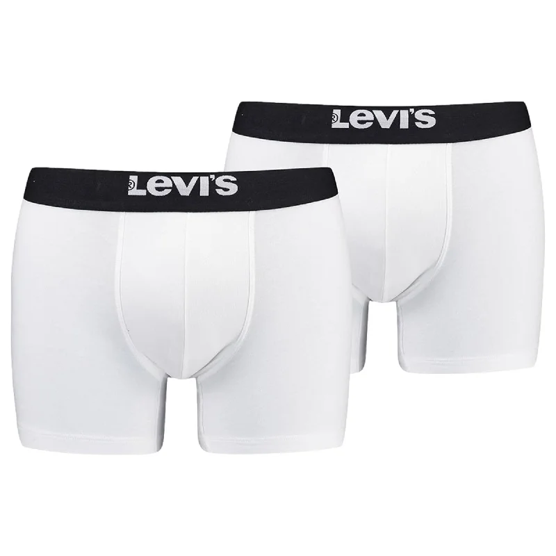 Levi's 2 Pack Solid Basic Boxer Brief - White/Black