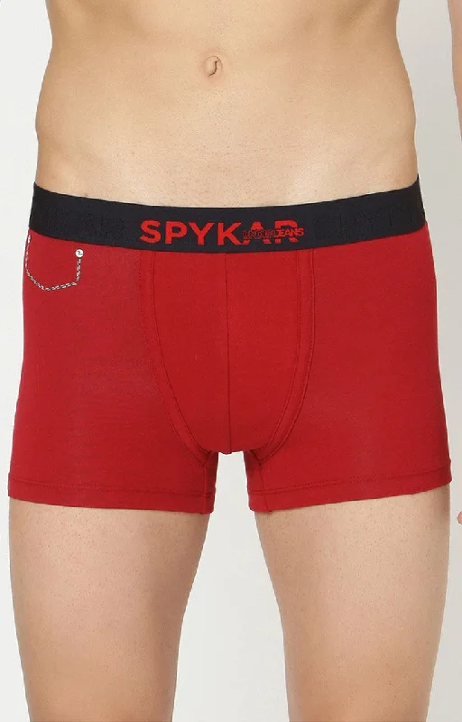 Underjeans By Spykar Men Maroon Solid Trunks